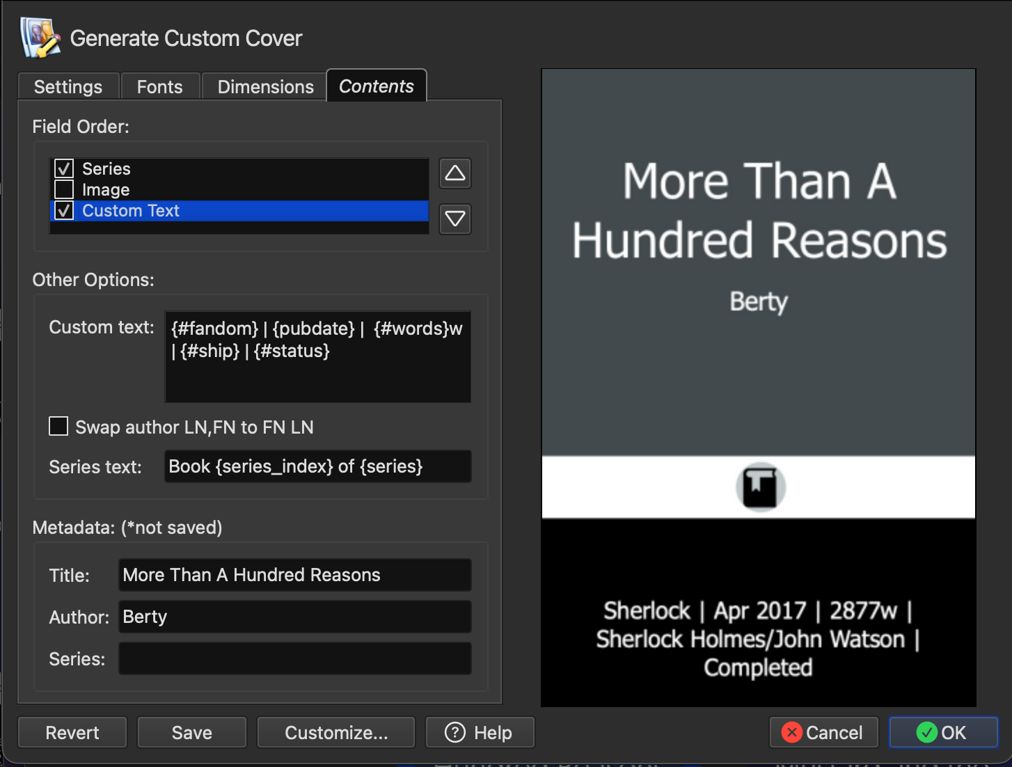 FFF Custom Columns in covers