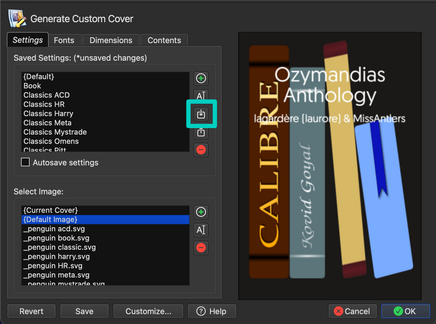 Generate Cover — Settings tab